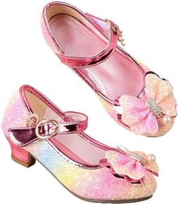JerrisApparel Zapatos de Vestir Princesa para Niñas Mary Janes Boda Cumpleaños Fiesta (26 EU, Arcoiris)