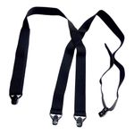 Hold-Ups 1 1/2" All Black Hidden Undergarment Suspenders with Black Gripper Clasps