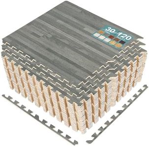 Sorbus 120 Sq. Ft. Wood Grain Floor Tiles Foam Mat EVA Interlocking Mats Tile 3/8-Inch Thick Flooring Wood Puzzle Exercise Mats w/Borders - Home Playroom Basement, Apartment, Trade Show, Baby, Dance