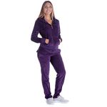 Women's Soft Velour Hoodie and Pants Tracksuit Set Sport Outfits 2 Pieces Jogging Sweatsuits (Large, Purple)