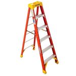 Werner 6206 stepladders, 6' Length, 23.4" Base Width, 7" Height, Orange, 6 Ft