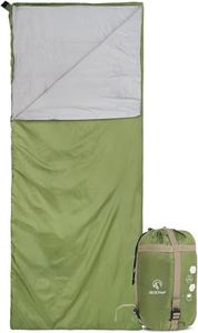 REDCAMP Ultra Lightweight Sleeping Bag for Backpacking, Comfort for Adults Warm Weather, with Compression Sack,Green