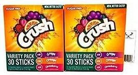 Crush Singles Berry Punch. Grape, Orange to Go Sugar Free Drink Mix Variety Pack 2.64 oz 60 Sticks (2 Units) (60)