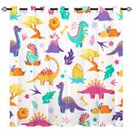 YUANZU Cute Dinosaur Curtains - Kids Boys Children's Colorful Jungle Animals Dino Tree Volcanoes Print Pattern Eyelet Blackout Thermal Window Drapes for Nursery Baby Bedroom 2 Panels W168cm x D137cm