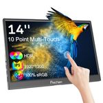 Portable Monitor Touchscreen, HDR, 400cd/m², 14 Inch 100% sRGB 1920x1200 Display USB-C HDMI IPS Screen, Kickstand & Built-in Speakers, External Touch Screen for Laptop PC Phone Mac Xbox