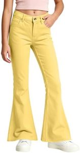 High Waisted Polka Dot Bell Bottoms for Girls 02# Yellow 15-16 Years