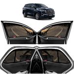 KINGSWAY® Car Side Window Curtain Sun Shades Magnetic Compatible with Toyota Innova Hycross (Year 2023 Onwards), Zips in Front Window, Cotton Mesh, Complete Set of 6 Pieces