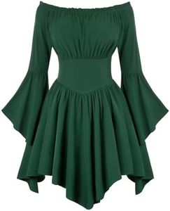 Renaissance Costume Women Pirate Off Shoulder Corset Dress Green XL