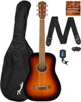 Fender FA-15 3/4-Scale Kids Steel String Acoustic Guitar - Sunburst Learn-to-Play Bundle with Gig Bag, Tuner, Strap, Picks, Fender Play Online Lessons, and Austin Bazaar Instructional DVD