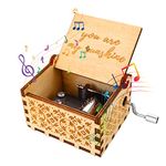 cobee You Are My Sunshine Hand Crank Music Boxes, Wood Music Boxes Mini Classic Vintage Wooden Music Box, Meaningful Gift for Mother's Day Wedding Birthday Anniversary Men Women