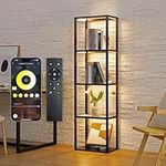 FENLO Fantasy Plus Pro - 66" LED Glass Display Cabinet with Color Temp Control, Open Display Shelf Lamp with Dimmable LED, Premium Floor Lamp with App/Remote