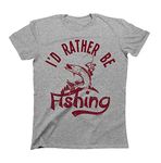 buzz shirts I`d Rather Be Fishing - Mens Organic Cotton Fishing Themed T-Shirt Grey