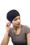 SAKUCHI Chemo Silky Soft Slouchy Snood Bamboo Cap Beanie for Women Cancer Hair Loss Turban Hat Navy