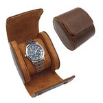 Watch Travel Case Portable Organizer - Luxury Watch Roll Travel Box Recycled Leather Watch Storage and Display for Men and Women (WCASE-1-VintageBROWN)