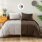 DAWNDIOR King Size Comforter Set Fluffy Brown Down Alternative Bedding Comforters & Sets Reversible Lightweight Warm Thick Soft Farmhouse Style Bedding Sets for All Season