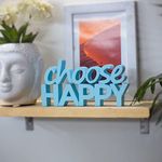 NUKKAD TALES Choose Happy Showpiece | Home Decor Items | Living Room Decoration Items | Center Table Décor | Book Shelf Decor | Birthday Gift Items ( 8 x 4 inch, Blue), Engineered Wood