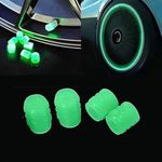 Careflection Car/Bike Wheel Tire Rim Air Valve Cap Radium Tyre Air Caps Cover Glow Radium Light Resistant Tire Pressure Caps, Universal for Car, Truck, Motorcycles, Bike (Green)