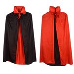 Custome Black Red Reversible Dress Goth Devil Pirate Vampire Demon 35" Cloak For Halloween Party Easter Christmas Children Kids