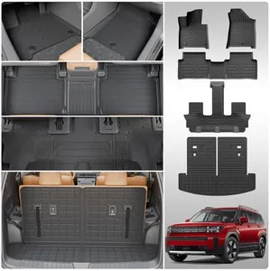 Thinzyou Floor Mats Compatible with 2024 2025 Hyundai Santa Fe Cargo Liner No Hybrid TPE All Weather Back Seat Cover Protector Santa Fe Accessories (2024 2025,Trunk Mat with Backrest Mat+Floor Mats)