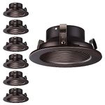 TORCHSTAR 4 Inch Recessed Light Trim, Metal Step Baffle Trim, Fit Halo/Juno Remodel Recessed Housing, 4 Inch Can Light Trim for PAR16, PAR20, R20, Oil Rubbed Bronze, Pack of 6