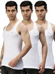 Lux Cozi Men's Pack of 3 White Round Neck Sleeveless Cotton Vest (Size : 105cm)