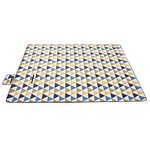 SONGMICS Picnic Blanket, 300 x 200 cm, Large Mat for Camping, Park, Garden, Garden, Outdoors, with Waterproof Backing, Foldable, Yellow and Blue Triangle Pattern GCM073Q01