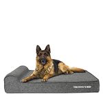 The Dog’s Bed Orthopaedic Headrest Dog Bed XL Grey with Grey Linen Trim 117x71x15cm, Waterproof Memory Foam Dog Bed