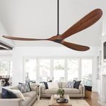 ABZ Wood Ceiling Fans Without Lights, 84 Inch Extra Large Ceiling Fan no Light with Remote, High CFM Indoor Outdoor Ceiling Fan no Light Propeller for Patios Farmhouse Garage