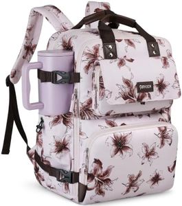 Pink Floral Travel Backpack for Women,TSA Personal Item Travel Bag Carry On