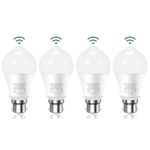 Torkase PIR Motion Sensor Light Bulb, 13W B22 Bayonet Smart Light Bulbs, 3000K Warm White Infrared Lamp, Auto On/Off Motion Sensor Lights Indoor Outdoor Bulbs for Garage, Bathroom, Hallway, 4 Pack