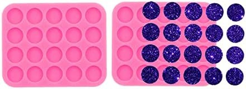 AMZTOART 2Pc Mini Studs Circle Molds for DIY Resin with Epoxy Crafts, Crafting Fondant Sugarcraft Chocolate Silicone Mold for Cake