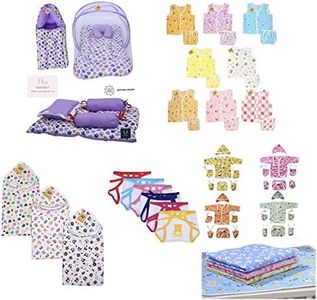 Infantbond 56 in 1 New Born Baby Complete Daily Items Combo(0-6 Months)(Apple) (Purple for Baby Boy & Baby Girl), Pack of 1
