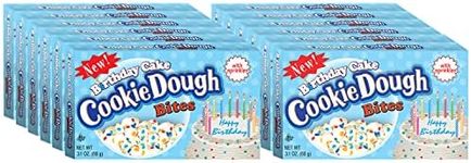 Cookie Dough Bites - Birthday Cake - Chocolate-Covered Edible Cookie Dough Bites - Egg-Free Edible Cookie Dough Candy - 12 Count (3.1 oz each)