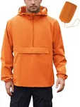 COOFANDY Men's Waterproof Lightweight Rain Jacket Hooded Packable Rain Jacket Hiking Running, Orange, 2X-Large