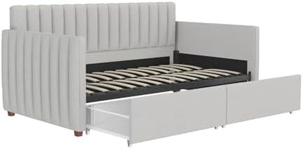 Novogratz Brittany Daybed with Storage Drawers, Twin, Gray Linen