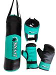 SKMT Kids Synthetic Boxing kit of Punching Bag, Gloves and Headgear, Age 2-8 Years (Fluro Green)