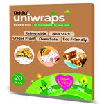 Oddy Uniwraps Food Wrapping Paper Sheets | Wrap Roti, Parantha, Sandwich, Burger & More! Keep Food Safe & Fresh | 10x12 Inches, Pack of 20 Sheets