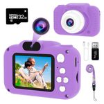 GlobalCrown Kids Camera,Mini Rechargeable Childrens Digital Camera,Video Camcorder Gifts for Boys Girls 3 4 5 6 7 8 Age,HD Video Dual lens selfie Camera Toys for Outdoor Play(32GB Card Included)