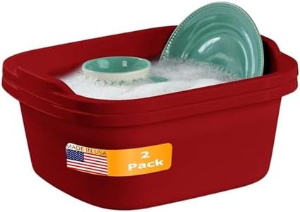 Tribello 2-Pack Dish Pans for Kitchen Sink, Plastic Tub Dishpan Wash Basin and Foot Bath for Soaking Feet, Wash Bucket for Washing and Storage Cleaning Supplies - 12 Quarts - Heavy Duty - (Red)