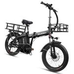 Wildeway Electric Bikes for Adults 32Ah Battery Velo Electrique 750w Folding Ebike with Basket 20 inch Fat Tire Ebikes Electric Bicycle for Delivery Uber 45KPH