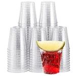 MATANA 60 Plastic Shot Glasses, Silver Glitter (30ml / 1oz) - Reusable - Shot Glasses Plastic, Shot Glass, Jelly Shots, Sample Tasting Cups - Shot Cups for Parties, Birthdays, Weddings, Hen Parties
