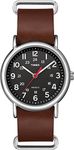 Timex Weekender 38mm Black Dial and Brown Leather Strap Quartz Watch TW2R63100