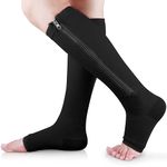 Ailaka Zipper 15-20 mmHg Compression Socks for Women Men, Knee High Open Toe Support Graduated Medical Varicose Veins Hosiery for Edema, Swollen, Pregnancy, Recovery (1 Pair)