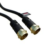 rhinocables Aerial Coaxial Cable with Gold-Plated Connectors, F Type Screw Plug, Coax Lead for Sky Q, Sky HD, Sky+ and Freesat TV, Black (50cm)