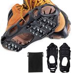 Ice Cleats Snow Traction Cleats 24 Teeth Crampons， Anti-Slip Snow Shoes Ice Boots Grippers for Men Women Hiking, Jogging or Walking on Snow and Ice (Black, Medium(5.5-7men/7-8.5women))