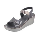 Mochi Women Gun Metal Wedge Heel Fashion Sandal UK/6 EU/39 (34-175)