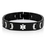 American Medical ID – Lynx Onyx Medical ID Bracelet, for 6-8" Wrist – Free Engraving, 8 Inch (for 7.5" wrist), Stainless Steel, Agate