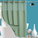 Conbo Mio Fabric Waffle Weave Hotel Shower Curtain with Snap in Liner for Bathroom Waterproof Machine Washable Shower Curtain (Sage Green,71W x 84H)