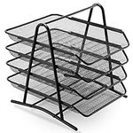 Marbrasse Desk Organiser,Letter Tray Organizer, Paper Tray Stackable, in Trays for Desk File Magazines Organizer,Desk File Organiser(4Tire Black)