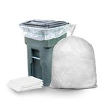 Plasticplace 64 Gallon Toter Compatible Trash Bags, 1.5 Mil, Clear, 50 / Case - W65LDCTL - 50" x 60", Gusset Seal, Extra-Heavy Garbage Bag